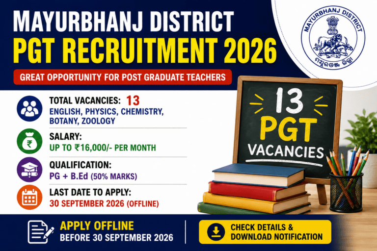 Mayurbhanj District PGT Recruitment 2026