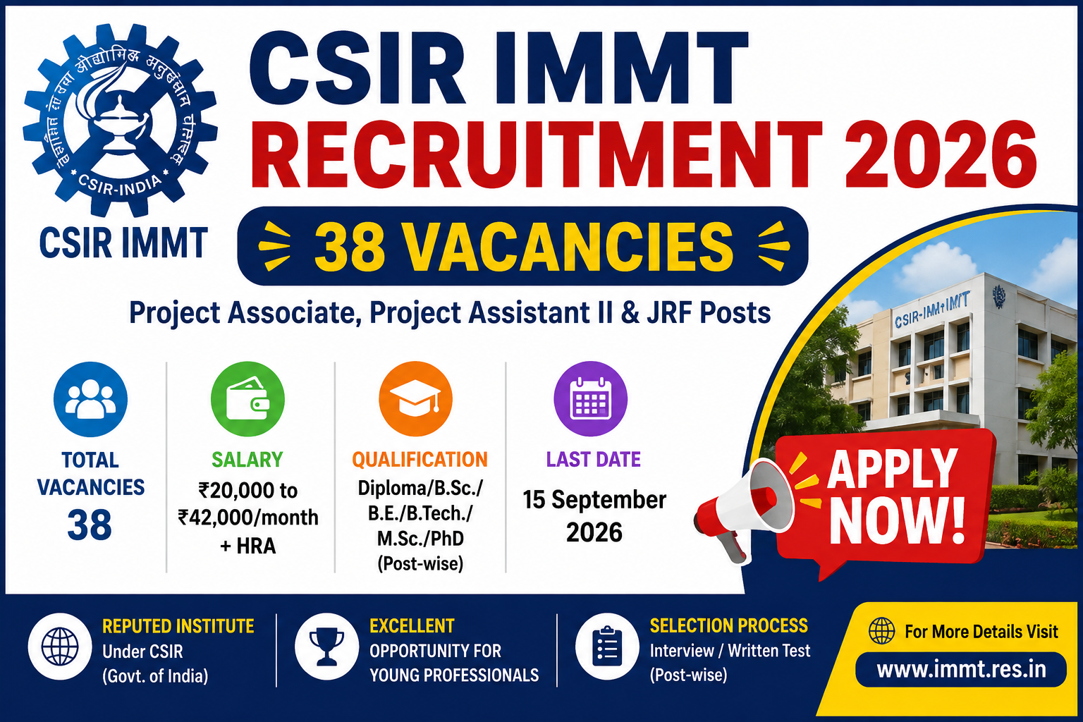 CSIR IMMT Recruitment 2026